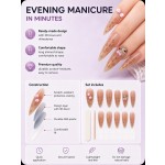 Nude Leopard Print Press‑On Nails with 3D Hello Kitty & Bows, Long Almond Cute Sweet False Nails